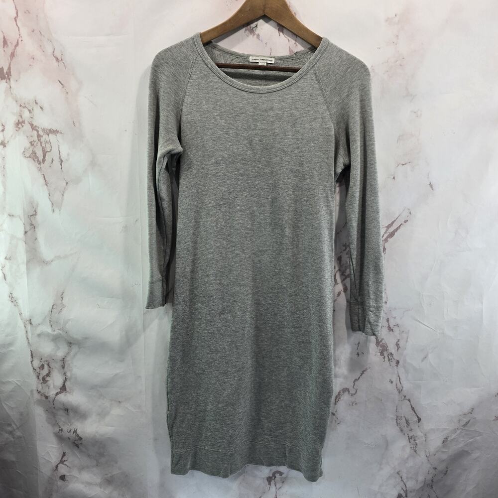 Standard James Perse Dress Womens XS 0 Gray Sweatshirt Mini Long Sleeve Terry